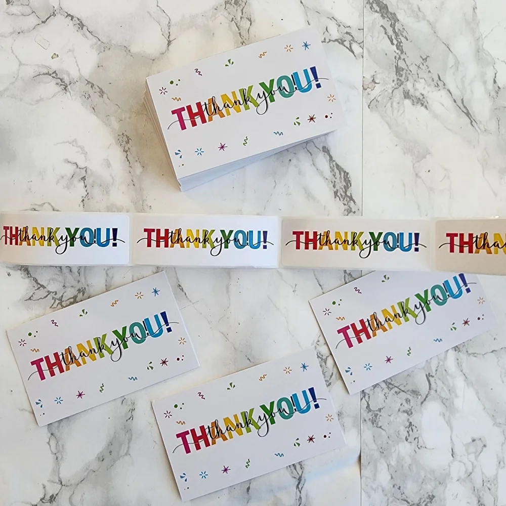 100 Pc pack Thank You Cards and Stickers